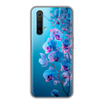 Силиконовый чехол на Realme X3 SuperZoom с принтом голубые орхидеи