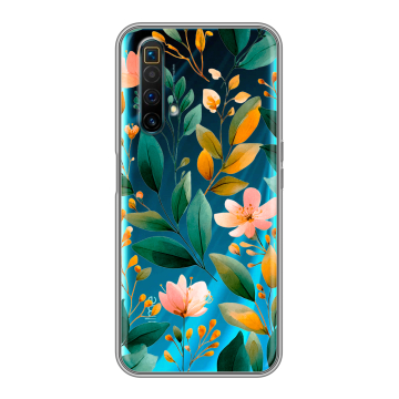 Силиконовый чехол на Realme X3 SuperZoom с принтом Цветы паттерн