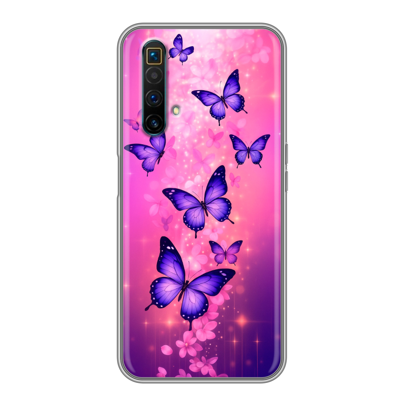 Силиконовый противоударный чехол на Realme X3 SuperZoom с принтом Бабочки Силиконовый противоударный чехол на Realme X3 SuperZoom с принтом Бабочки