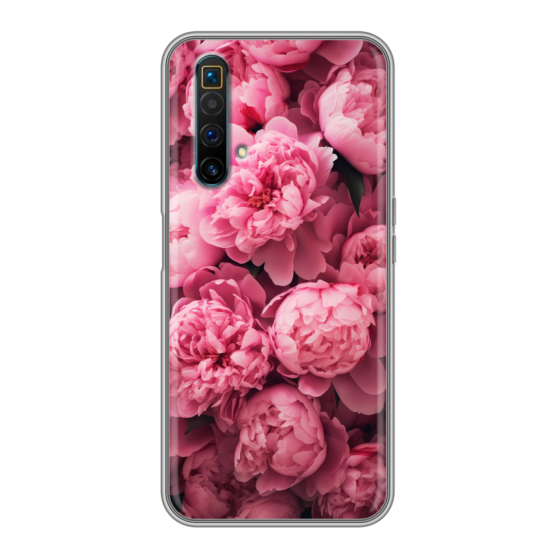 Силиконовый противоударный чехол на Realme X3 SuperZoom с принтом цветы пионы Силиконовый противоударный чехол на Realme X3 SuperZoom с принтом цветы пионы