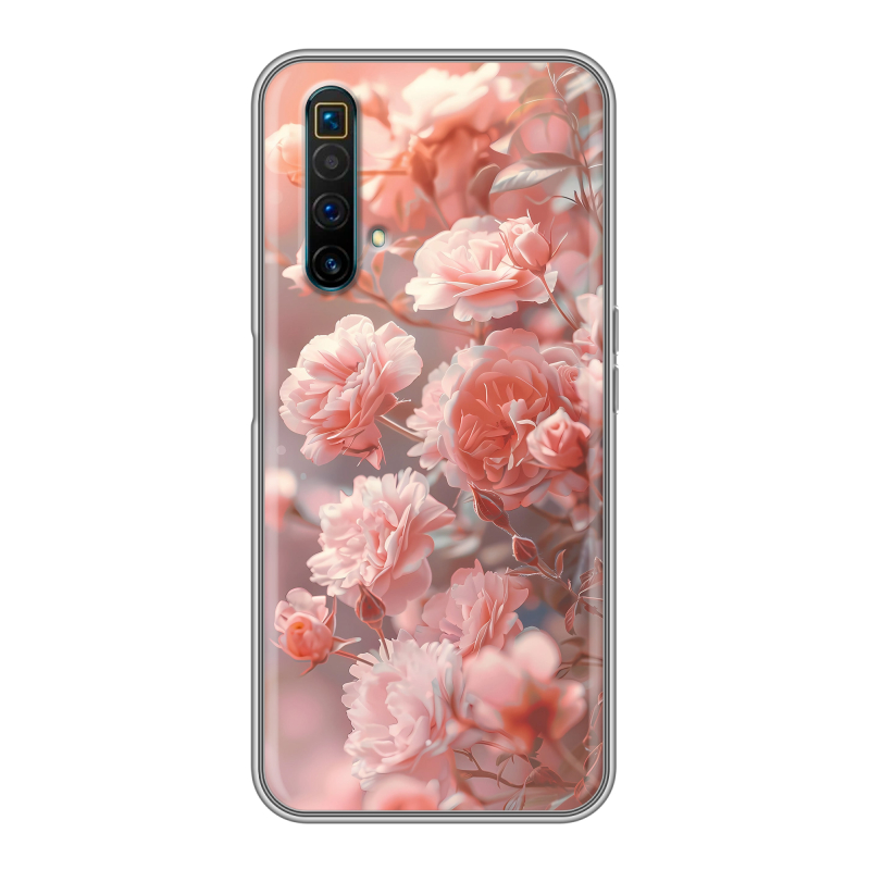 Силиконовый чехол на Realme X3 SuperZoom с принтом Розовые розы Силиконовый чехол на Realme X3 SuperZoom с принтом Розовые розы