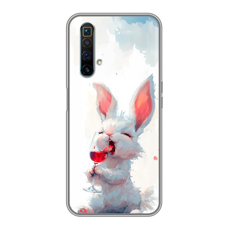 Силиконовый чехол на Realme X3 SuperZoom с принтом кролик зайчик Силиконовый чехол на Realme X3 SuperZoom с принтом кролик зайчик