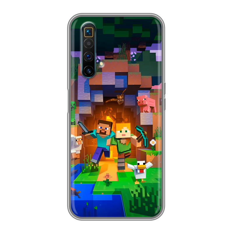 Силиконовый чехол на Realme X3 SuperZoom с принтом Майнкрафт Minecraft Силиконовый чехол на Realme X3 SuperZoom с принтом Майнкрафт Minecraft