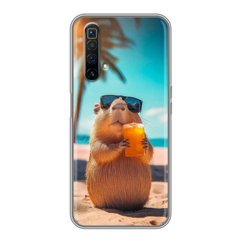 Силиконовый противоударный чехол на Realme X3 SuperZoom с принтом Капибара Силиконовый противоударный чехол на Realme X3 SuperZoom с принтом Капибара