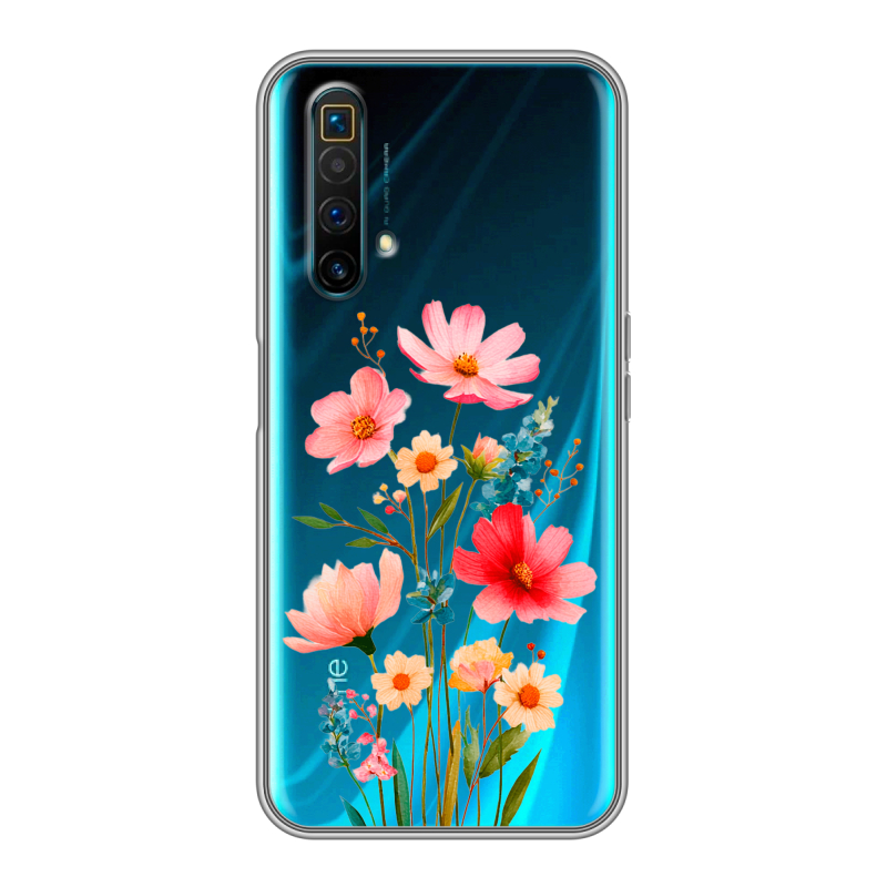 Силиконовый противоударный чехол на Realme X3 SuperZoom с принтом Цветы Силиконовый противоударный чехол на Realme X3 SuperZoom с принтом Цветы