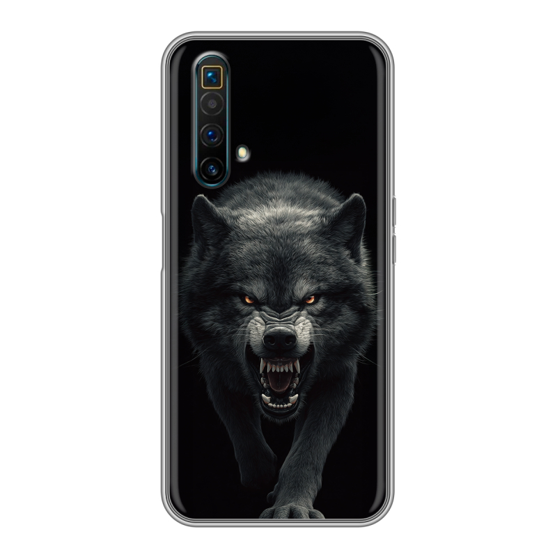 Силиконовый противоударный чехол на Realme X3 SuperZoom с принтом Волк Силиконовый противоударный чехол на Realme X3 SuperZoom с принтом Волк
