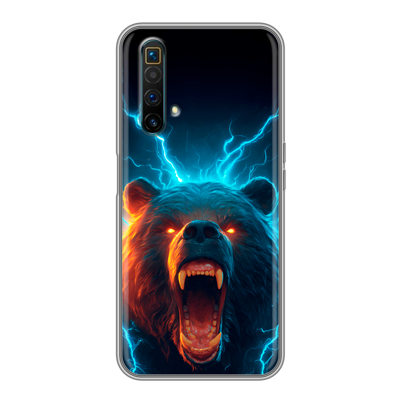 Силиконовый противоударный чехол на Realme X3 SuperZoom с принтом Медведь Силиконовый противоударный чехол на Realme X3 SuperZoom с принтом Медведь