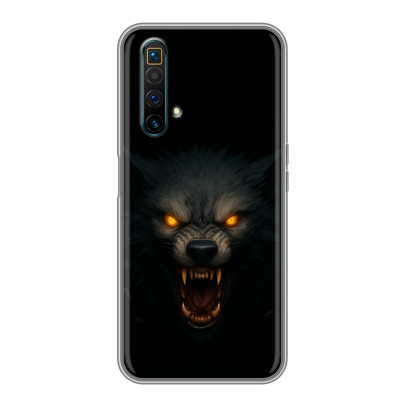 Силиконовый противоударный чехол на Realme X3 SuperZoom с принтом Волк Силиконовый противоударный чехол на Realme X3 SuperZoom с принтом Волк