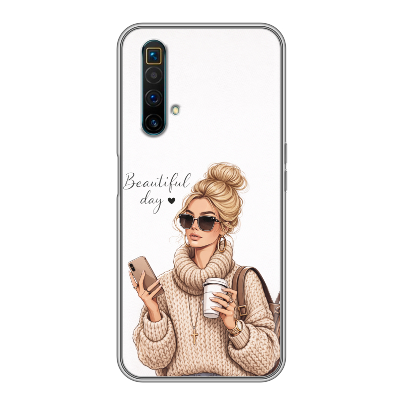 Силиконовый противоударный чехол на Realme X3 SuperZoom с принтом женский Силиконовый противоударный чехол на Realme X3 SuperZoom с принтом женский