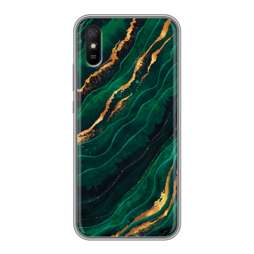 Силиконовый чехол на Xiaomi RedMi 9A с принтом Мрамор зеленое золото Силиконовый чехол на Xiaomi RedMi 9A с принтом Мрамор зеленое золото