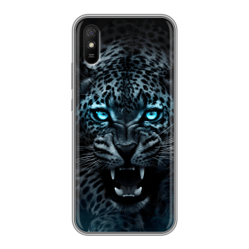 Силиконовый чехол на Xiaomi RedMi 9A с принтом Темный леопард Силиконовый чехол на Xiaomi RedMi 9A с принтом Темный леопард