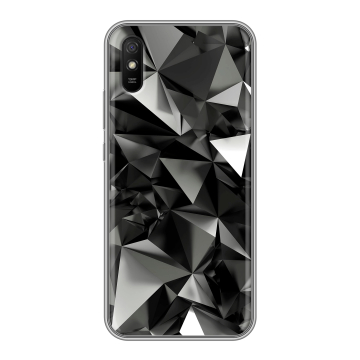 Силиконовый чехол на Xiaomi RedMi 9A с принтом Черные кристаллы Силиконовый чехол на Xiaomi RedMi 9A с принтом Черные кристаллы