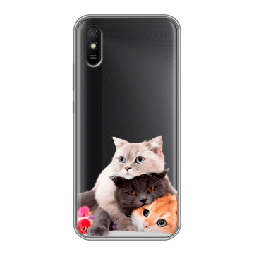 Силиконовый чехол на Xiaomi RedMi 9A с принтом Кошки Силиконовый чехол на Xiaomi RedMi 9A с принтом Кошки