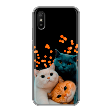 Силиконовый чехол на Xiaomi RedMi 9A с принтом Кошки Силиконовый чехол на Xiaomi RedMi 9A с принтом Кошки