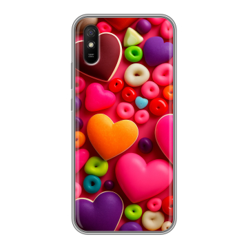 Силиконовый чехол на Xiaomi RedMi 9A с принтом Сердечки Силиконовый чехол на Xiaomi RedMi 9A с принтом Сердечки