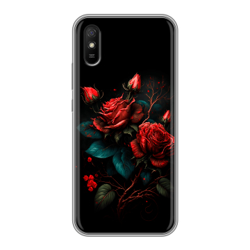 Силиконовый чехол на Xiaomi RedMi 9A с принтом Розы красные Силиконовый чехол на Xiaomi RedMi 9A с принтом Розы красные