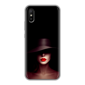 Силиконовый чехол на Xiaomi RedMi 9A с принтом Девушка в шляпе Силиконовый чехол на Xiaomi RedMi 9A с принтом Девушка в шляпе