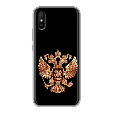 Силиконовый чехол на Xiaomi RedMi 9A с принтом Герб России золотой Силиконовый чехол на Xiaomi RedMi 9A с принтом Герб России золотой