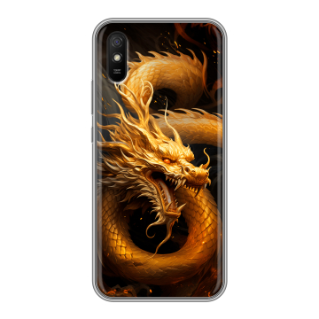 Силиконовый чехол на Xiaomi RedMi 9A с принтом Золотой дракон Силиконовый чехол на Xiaomi RedMi 9A с принтом Золотой дракон