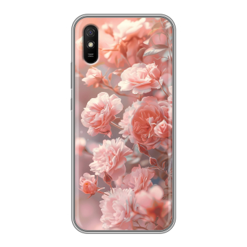 Силиконовый чехол на Xiaomi RedMi 9A с принтом Розовые розы Силиконовый чехол на Xiaomi RedMi 9A с принтом Розовые розы