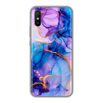 Силиконовый чехол на Xiaomi RedMi 9A с принтом синий мрамор Силиконовый чехол на Xiaomi RedMi 9A с принтом синий мрамор