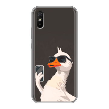 Силиконовый чехол на Xiaomi RedMi 9A с принтом утка в очках Силиконовый чехол на Xiaomi RedMi 9A с принтом утка в очках