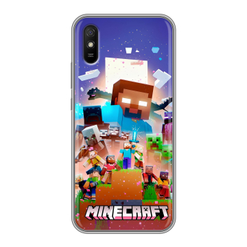Силиконовый чехол на Xiaomi RedMi 9A с принтом Майнкрафт Minecraft Силиконовый чехол на Xiaomi RedMi 9A с принтом Майнкрафт Minecraft