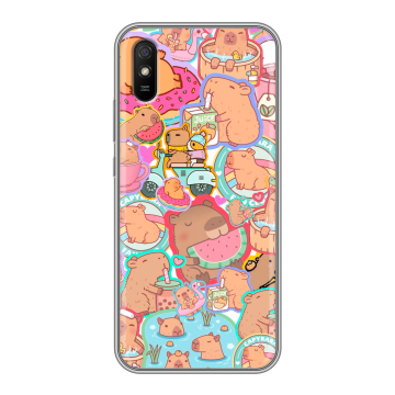 Силиконовый чехол на Xiaomi RedMi 9A с принтом капибары Силиконовый чехол на Xiaomi RedMi 9A с принтом капибары