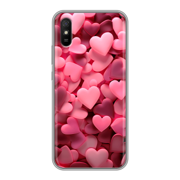 Силиконовый чехол на Xiaomi RedMi 9A с принтом розовые сердечки Силиконовый чехол на Xiaomi RedMi 9A с принтом розовые сердечки
