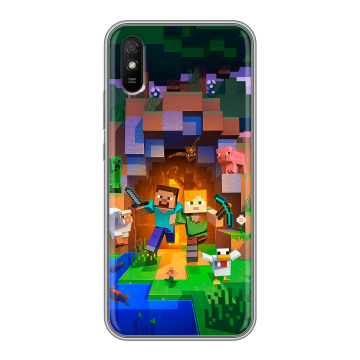 Силиконовый чехол на Xiaomi RedMi 9A с принтом Майнкрафт Minecraft Силиконовый чехол на Xiaomi RedMi 9A с принтом Майнкрафт Minecraft