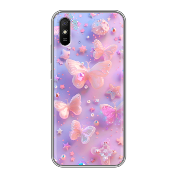 Силиконовый чехол на Xiaomi RedMi 9A с принтом Бабочки Силиконовый чехол на Xiaomi RedMi 9A с принтом Бабочки