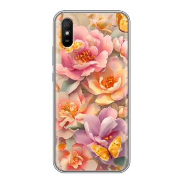 Силиконовый чехол на Xiaomi RedMi 9A с принтом Цветы и бабочки