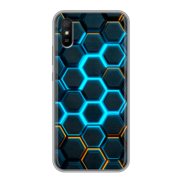 Силиконовый чехол на Xiaomi RedMi 9A с принтом Неоновые соты