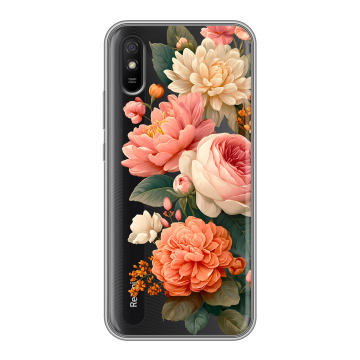 Силиконовый чехол на Xiaomi RedMi 9A с принтом цветы Силиконовый чехол на Xiaomi RedMi 9A с принтом цветы