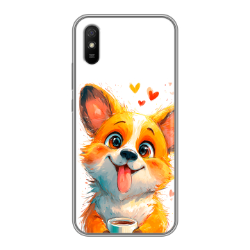 Силиконовый чехол на Xiaomi RedMi 9A с принтом корги Силиконовый чехол на Xiaomi RedMi 9A с принтом корги