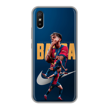 Силиконовый чехол на Xiaomi RedMi 9A с принтом Барселона Barca Yamal Силиконовый чехол на Xiaomi RedMi 9A с принтом Барселона Barca Yamal