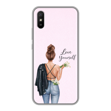 Силиконовый чехол на Xiaomi RedMi 9A с принтом женский Силиконовый чехол на Xiaomi RedMi 9A с принтом женский