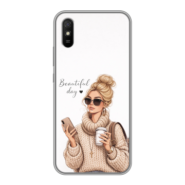 Силиконовый чехол на Xiaomi RedMi 9A с принтом женский Силиконовый чехол на Xiaomi RedMi 9A с принтом женский