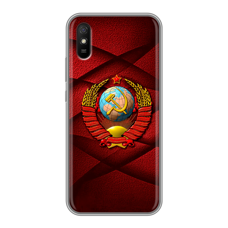 Силиконовый противоударный чехол на Xiaomi RedMi 9A с принтом Герб СССР Силиконовый противоударный чехол на Xiaomi RedMi 9A с принтом Герб СССР