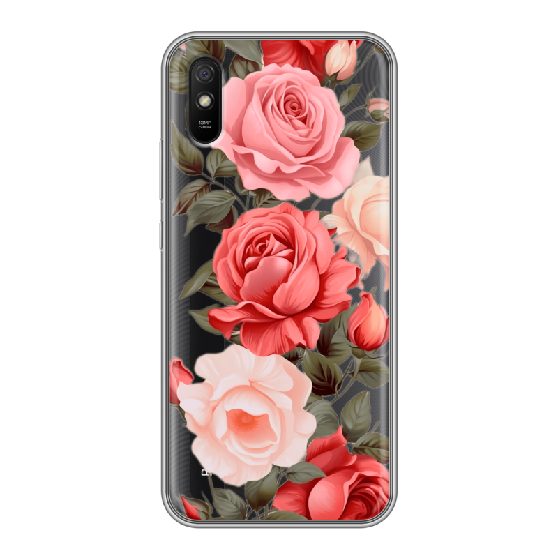 Силиконовый чехол на Xiaomi RedMi 9A с принтом Розы Силиконовый чехол на Xiaomi RedMi 9A с принтом Розы