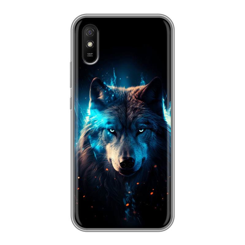 Силиконовый чехол на Xiaomi RedMi 9A с принтом Волк ночной Силиконовый чехол на Xiaomi RedMi 9A с принтом Волк ночной