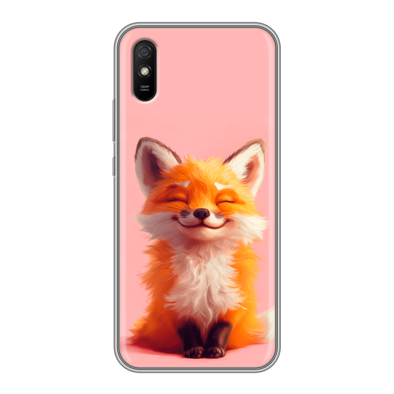 Силиконовый противоударный чехол на Xiaomi RedMi 9A с принтом милая лиса Силиконовый противоударный чехол на Xiaomi RedMi 9A с принтом милая лиса