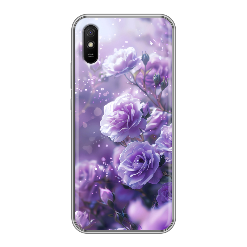 Силиконовый противоударный чехол на Xiaomi RedMi 9A с принтом Розы цветы Силиконовый противоударный чехол на Xiaomi RedMi 9A с принтом Розы цветы
