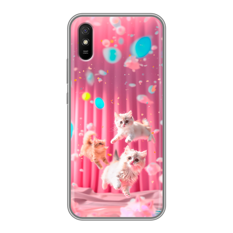 Силиконовый чехол на Xiaomi RedMi 9A с принтом милые котики Силиконовый чехол на Xiaomi RedMi 9A с принтом милые котики