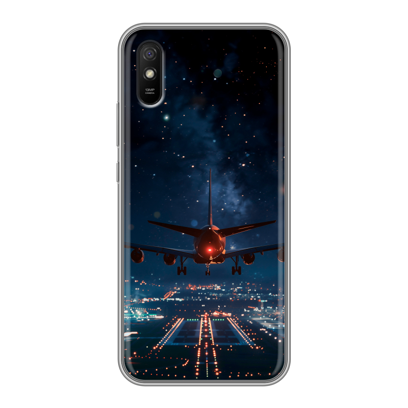Силиконовый чехол на Xiaomi RedMi 9A с принтом самолет Силиконовый чехол на Xiaomi RedMi 9A с принтом самолет