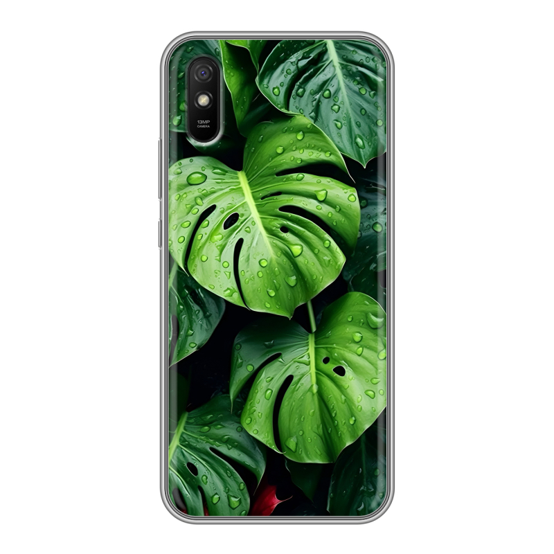 Силиконовый противоударный чехол на Xiaomi RedMi 9A с принтом Листья Силиконовый противоударный чехол на Xiaomi RedMi 9A с принтом Листья