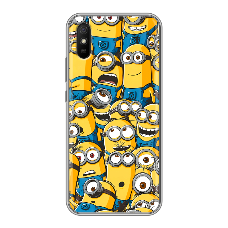 Силиконовый противоударный чехол на Xiaomi RedMi 9A с принтом Миньоны Силиконовый противоударный чехол на Xiaomi RedMi 9A с принтом Миньоны