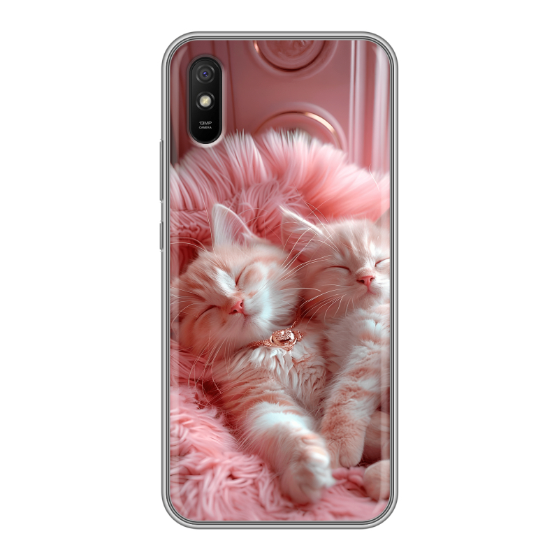 Силиконовый противоударный чехол на Xiaomi RedMi 9A с принтом котята котики Силиконовый противоударный чехол на Xiaomi RedMi 9A с принтом котята котики