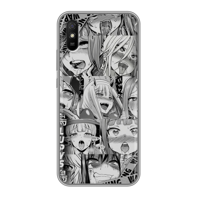Силиконовый противоударный чехол на Xiaomi RedMi 9A с принтом Ahegao Ахегао Аниме Силиконовый противоударный чехол на Xiaomi RedMi 9A с принтом Ahegao Ахегао Аниме