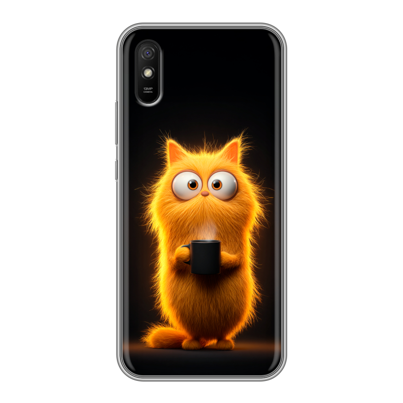 Силиконовый противоударный чехол на Xiaomi RedMi 9A с принтом Смешной кот Силиконовый противоударный чехол на Xiaomi RedMi 9A с принтом Смешной кот